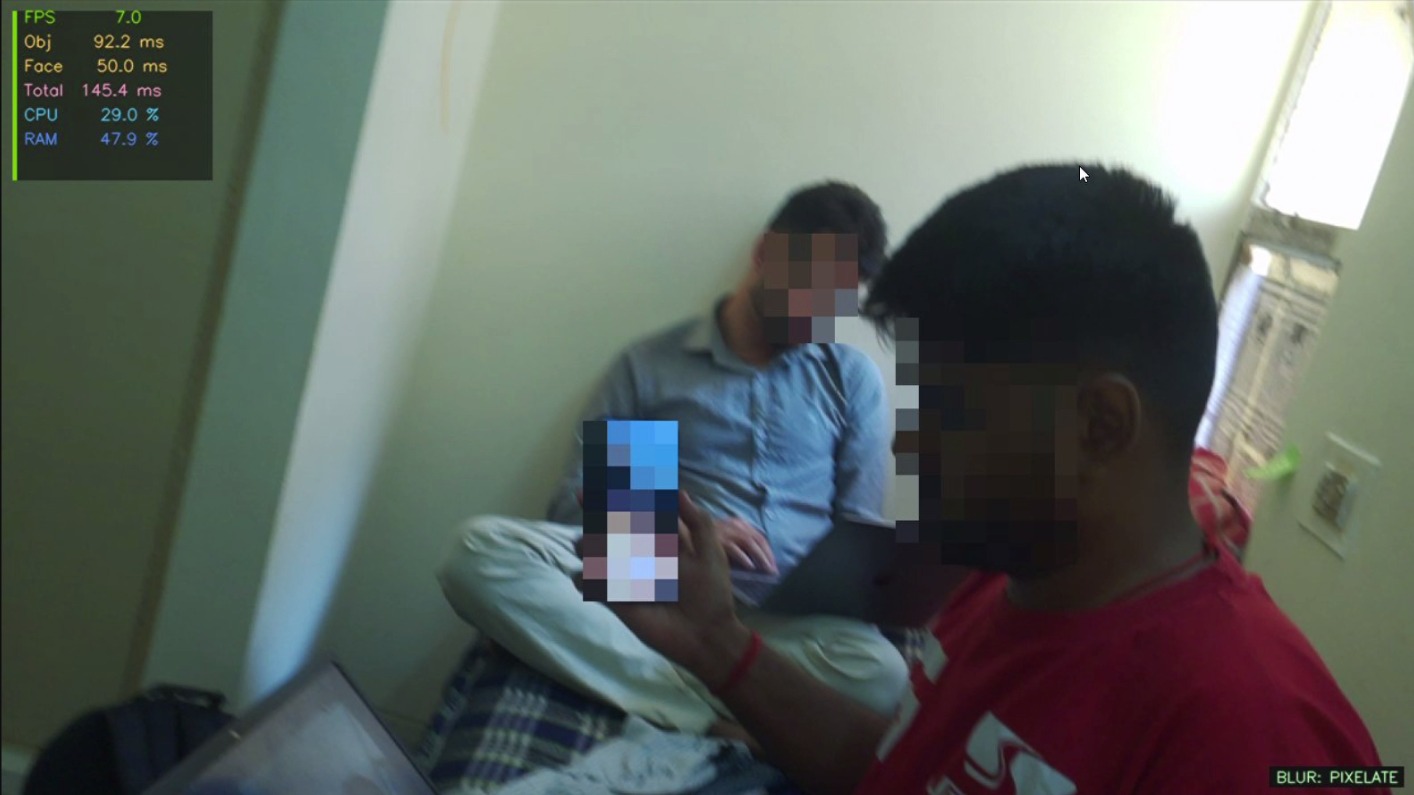Pixel blurring on phones and faces